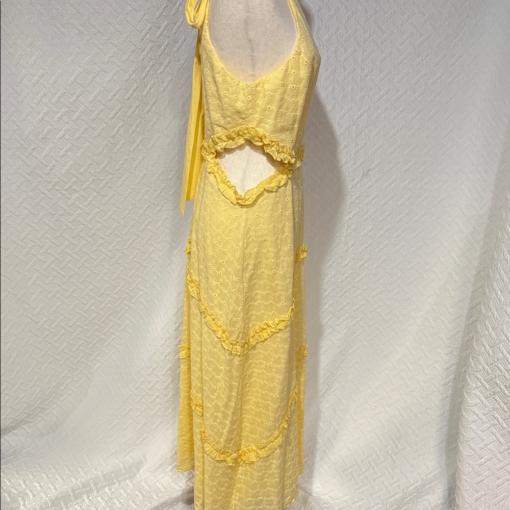 Lulu's Sunny Yellow Ruffle Midi Dress - Picture 2 of 4